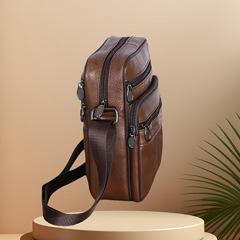 LoungeYard | Leather Men’s Shoulder Bag – Spacious Cowhide Bag with Adjustable Strap — product view 2