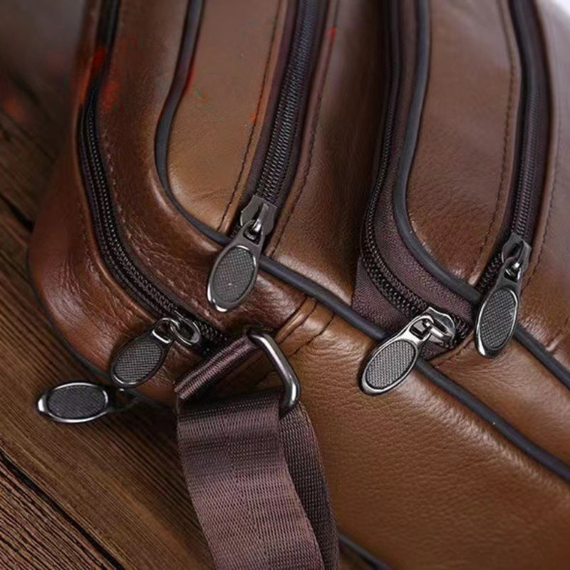 LoungeYard | Men’s Leather Shoulder Bag | Genuine Cowhide Crossbody | Adjustable Strap — product view 4