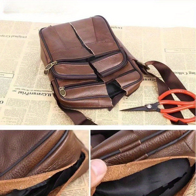 Leather Men's Shoulder Bag – Spacious Cowhide Bag with Adjustable Strap | LoungeYard — product view 5