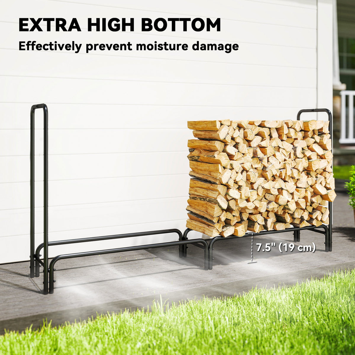 Heavy-Duty Firewood Rack with Waterproof Cover in Dark Green, 78.7" x 14.2" x 39" — product view 7