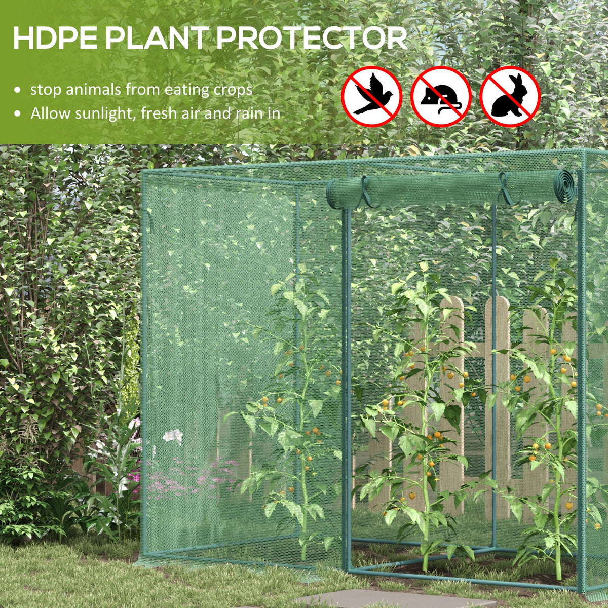 6' x 3' x 5' Crop Cage with Zippered Doors, Green — product view 6