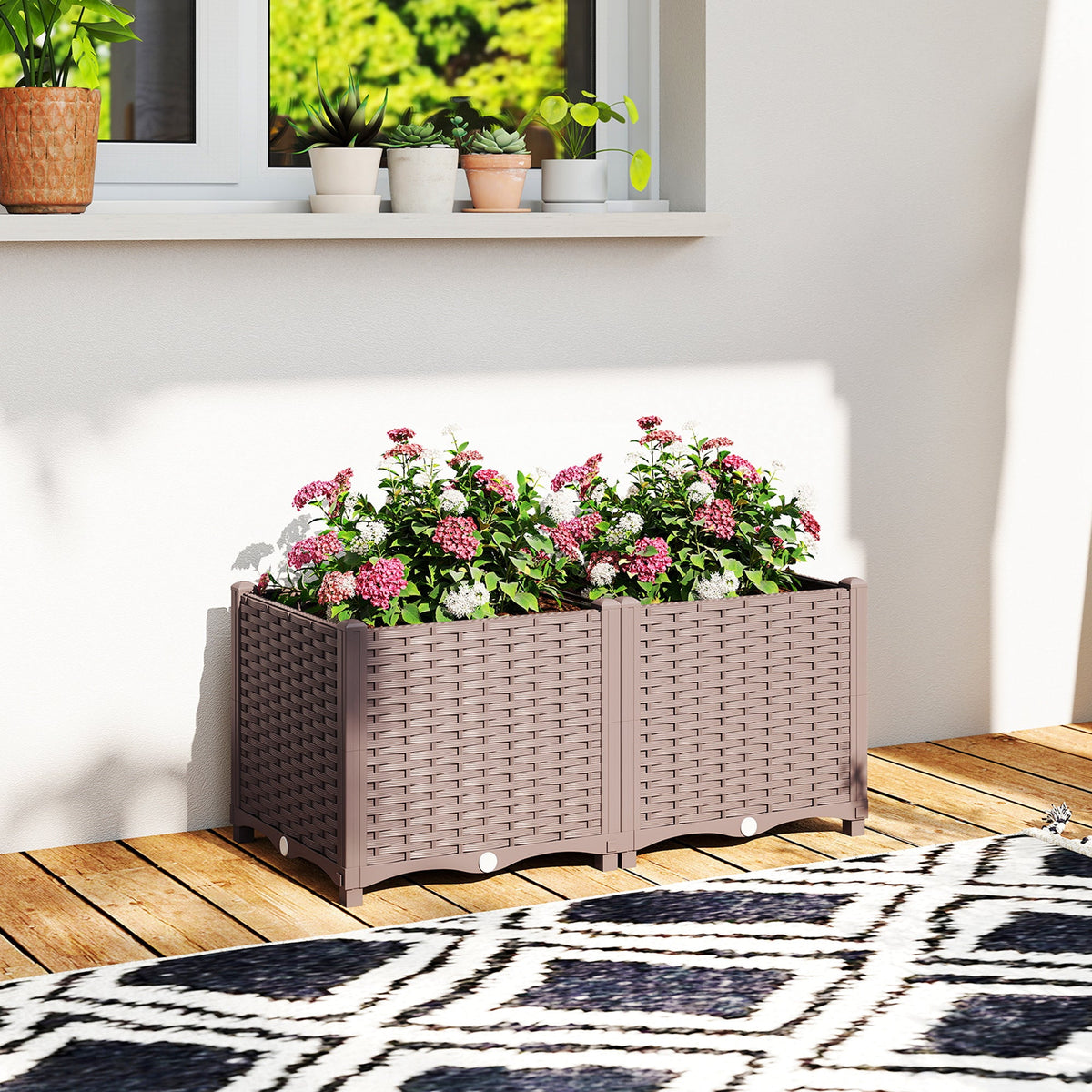 Self Watering Plastic Raised Garden Bed with Legs, 80 x 40 x 37 cm — product view 4