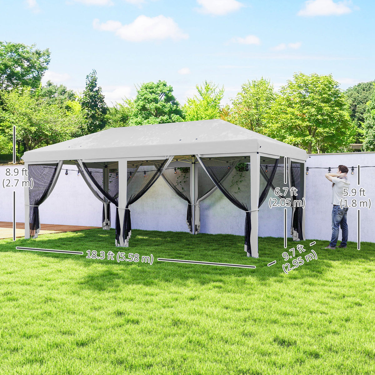 10' x 20' Pop-Up Canopy Tent with Removable Mesh Sidewalls and Carry Bag, White — product view 5