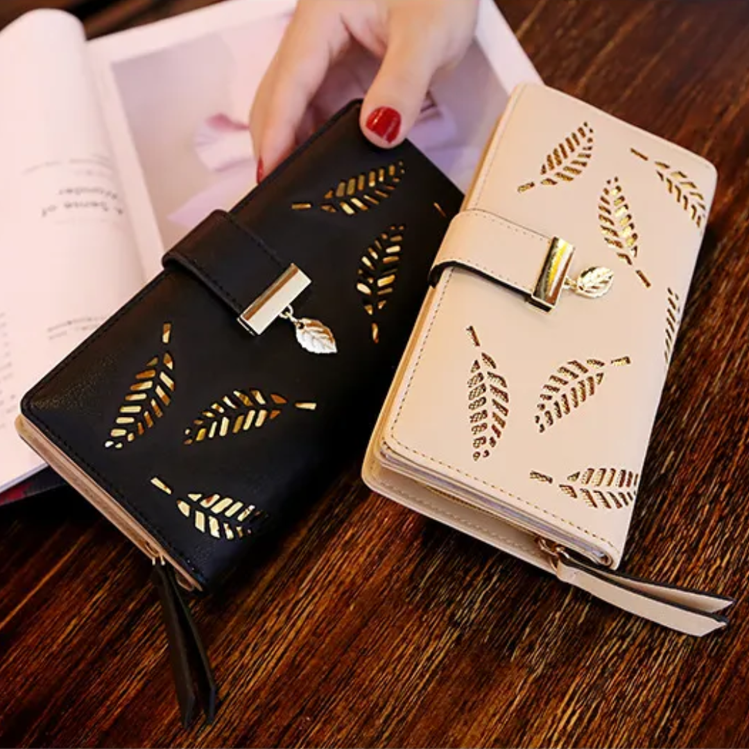 LoungeYard | GoldenLeaf PU Leather Wallet with Leaf Charm Design — product view 2
