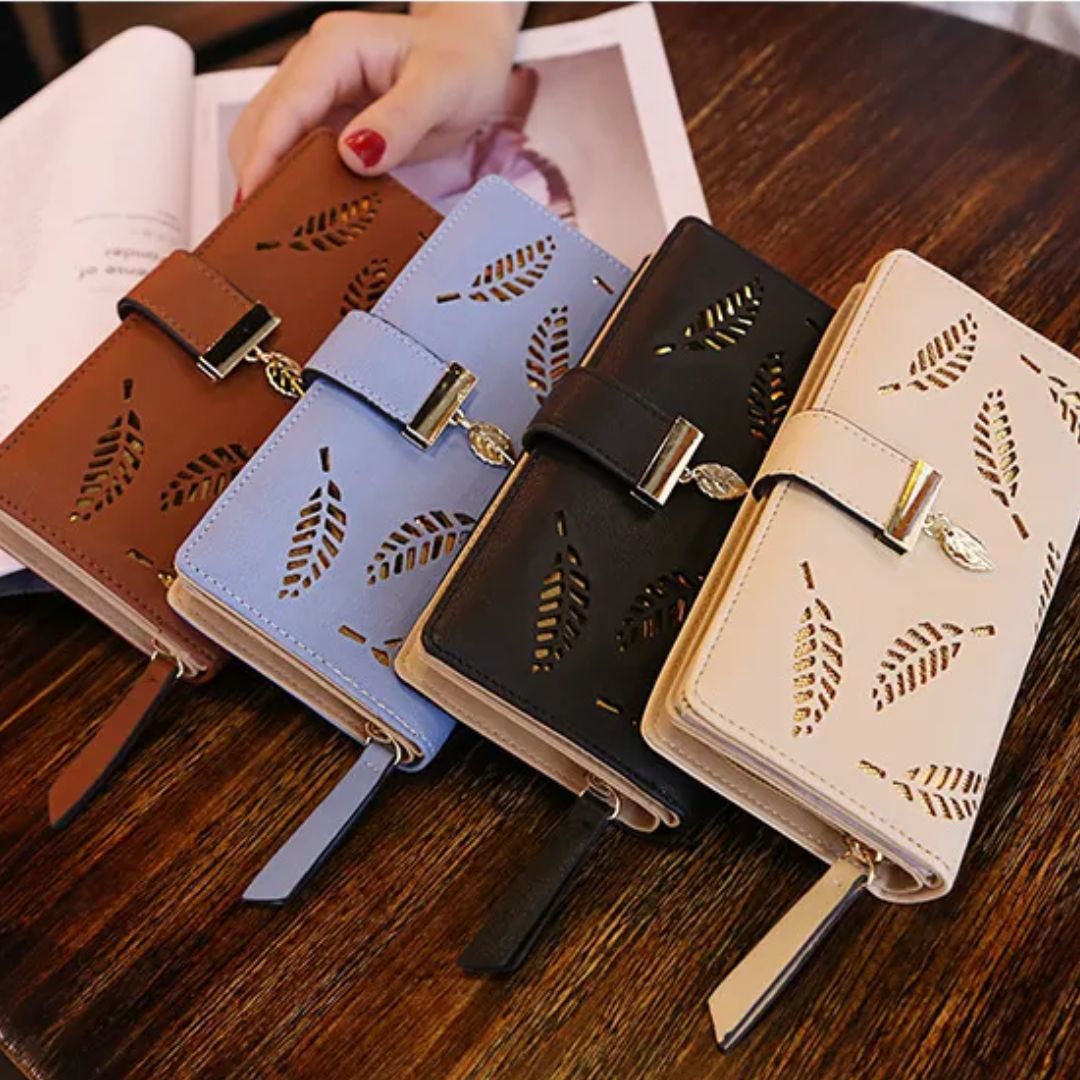 LoungeYard | GoldenLeaf PU Leather Wallet with Leaf Charm Design — product view 3
