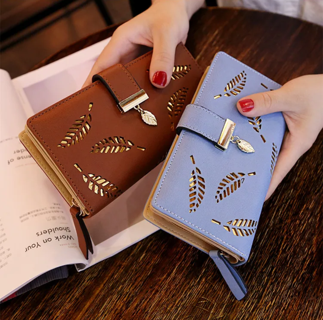 LoungeYard | GoldenLeaf PU Leather Wallet with Leaf Charm Design — product view 6