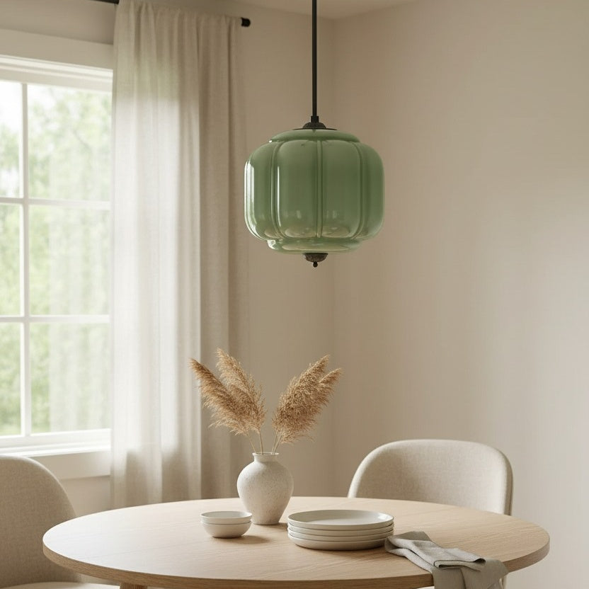 Vintage Cream Glass Pumpkin Chandelier, E14 — product view 4