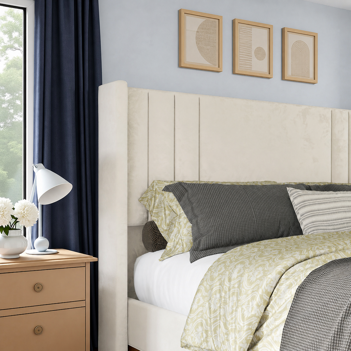 Grevane Kintail Velvet Channel Tufted Bed — product view 4