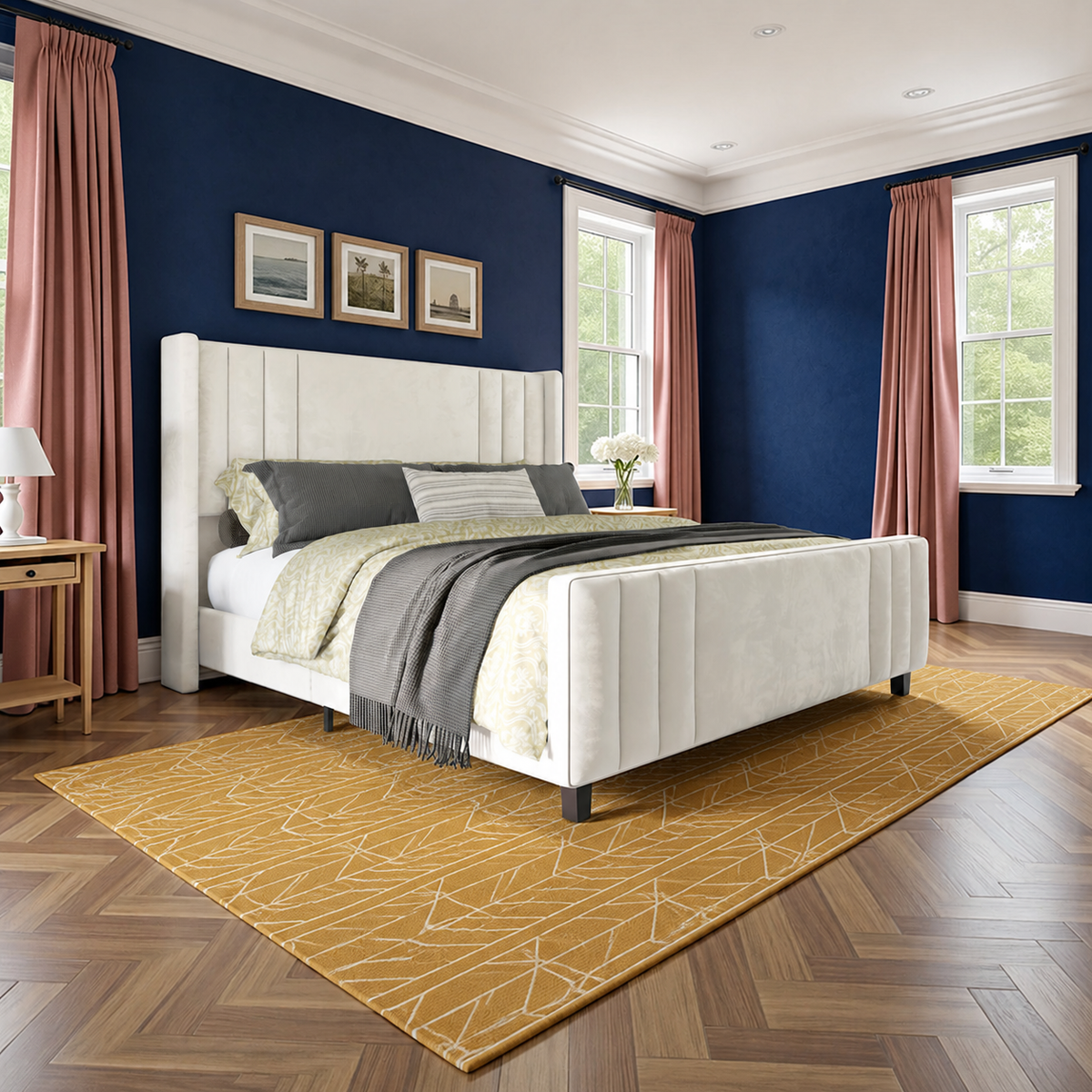 Grevane Kintail Velvet Channel Tufted Bed — product view 6