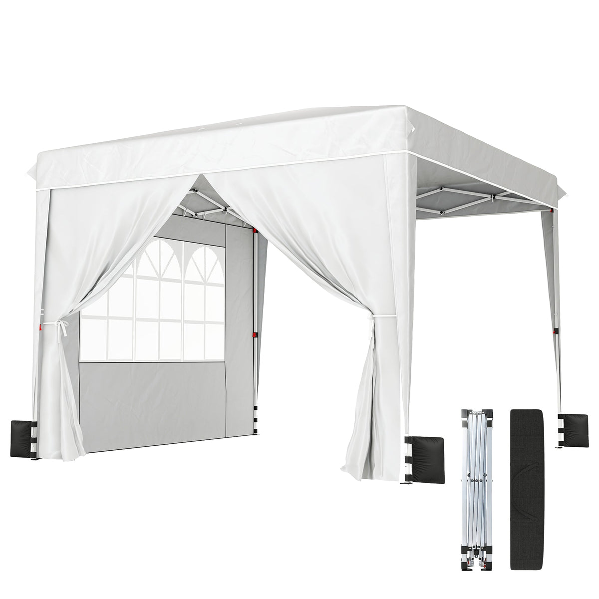 10' x 10' Pop Up Canopy Tent with Sidewalls, White — product view 1