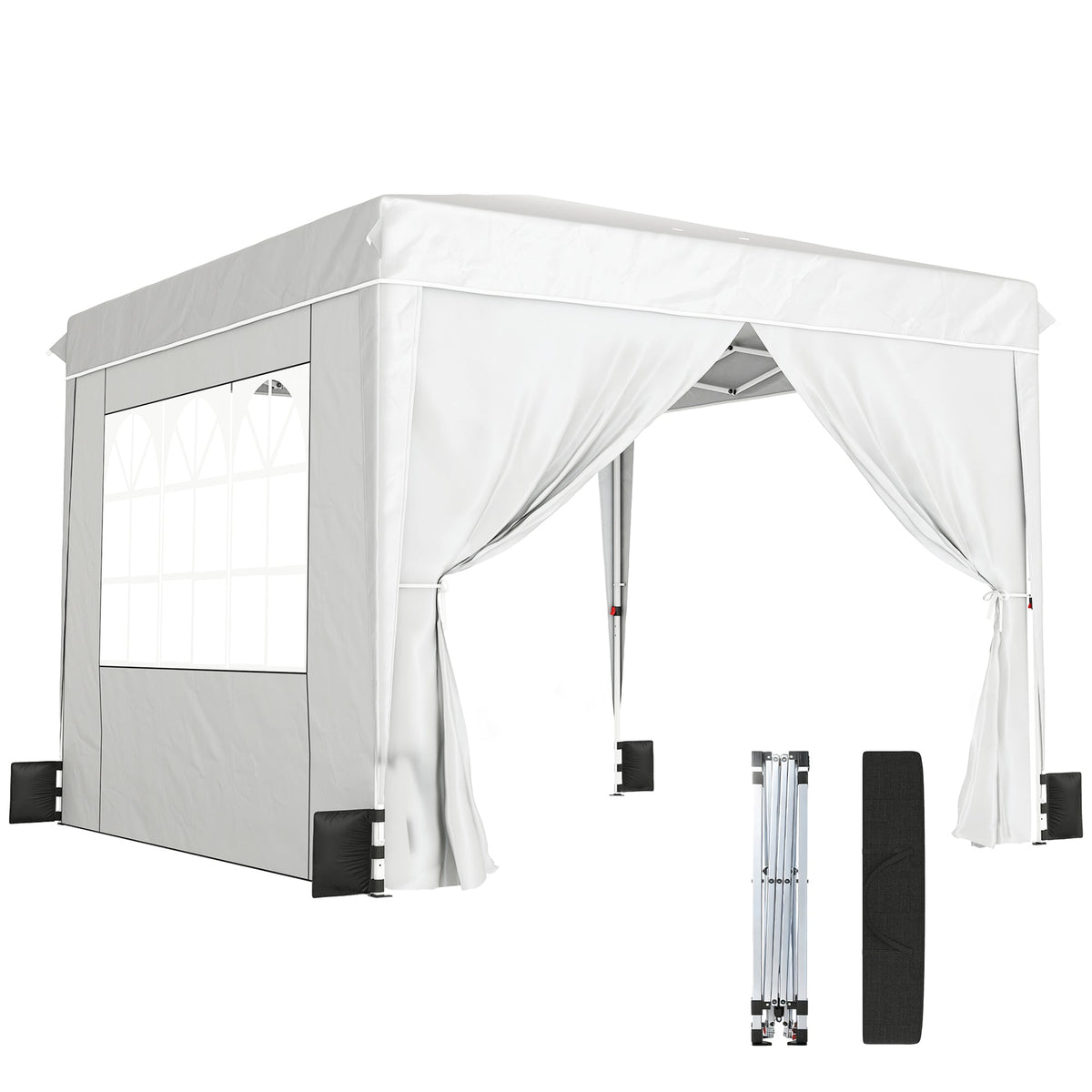 10' x 10' Pop Up Canopy Tent with Sidewalls, White — product view 2