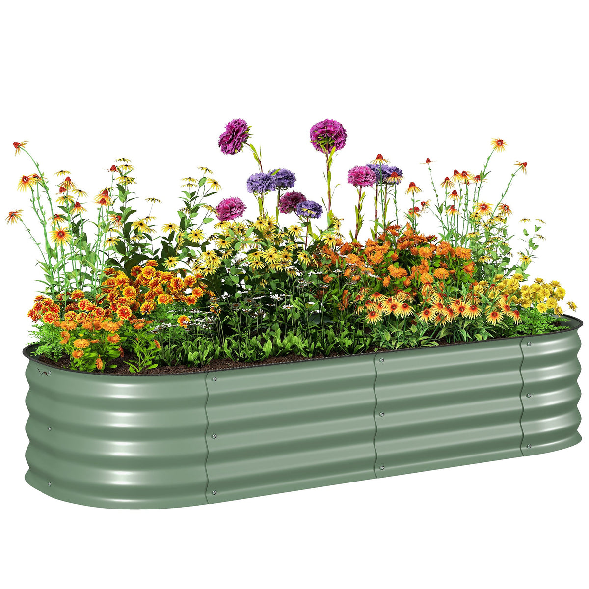 5' x 2' x 1' Galvanized Raised Garden Bed Kit, Green — product view 1