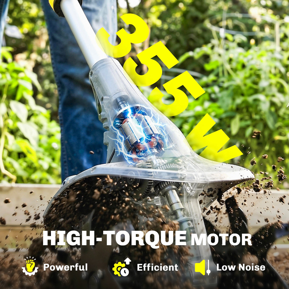 18V Cordless Tiller with 2 Batteries and Charger — product view 6
