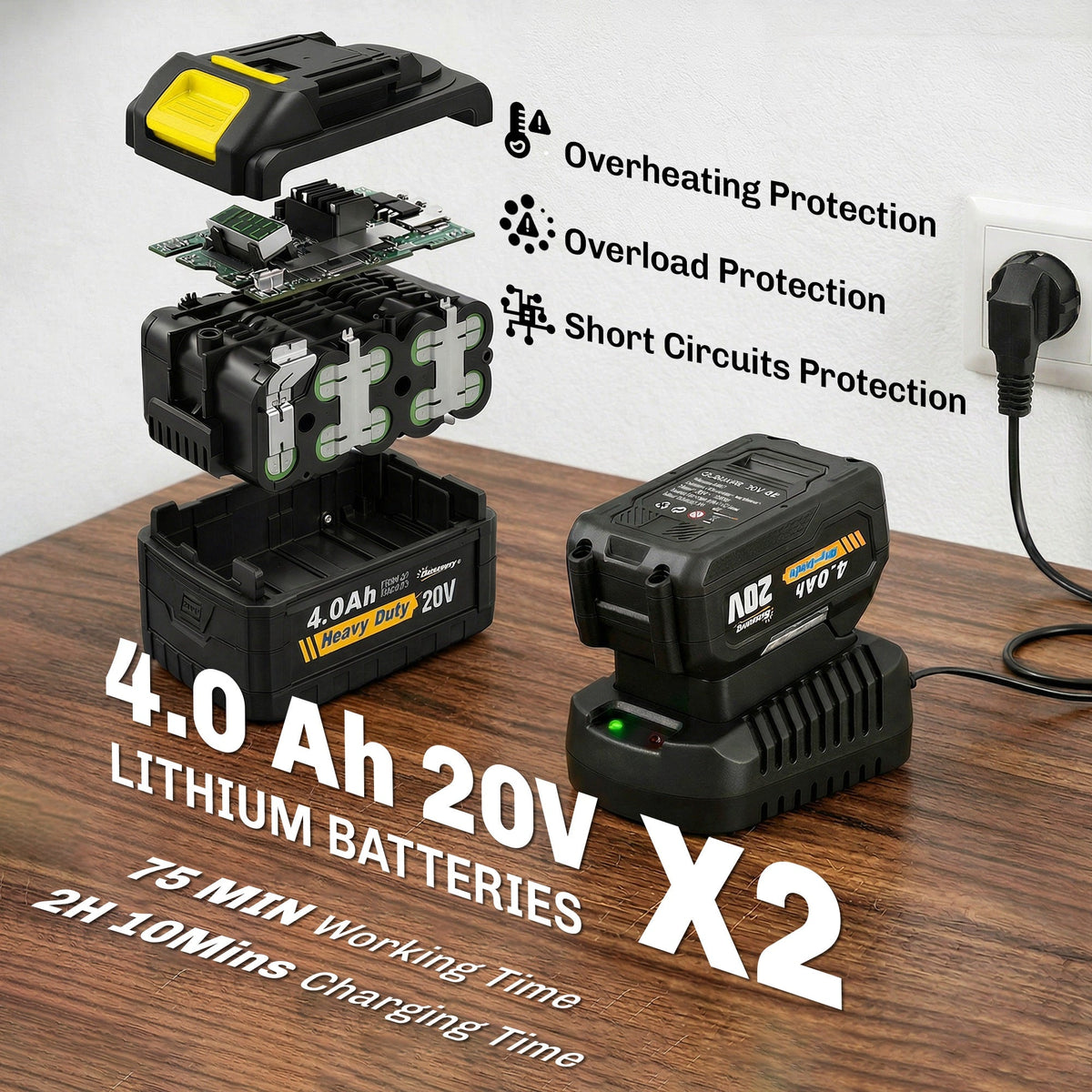 18V Cordless Tiller with 2 Batteries and Charger — product view 7
