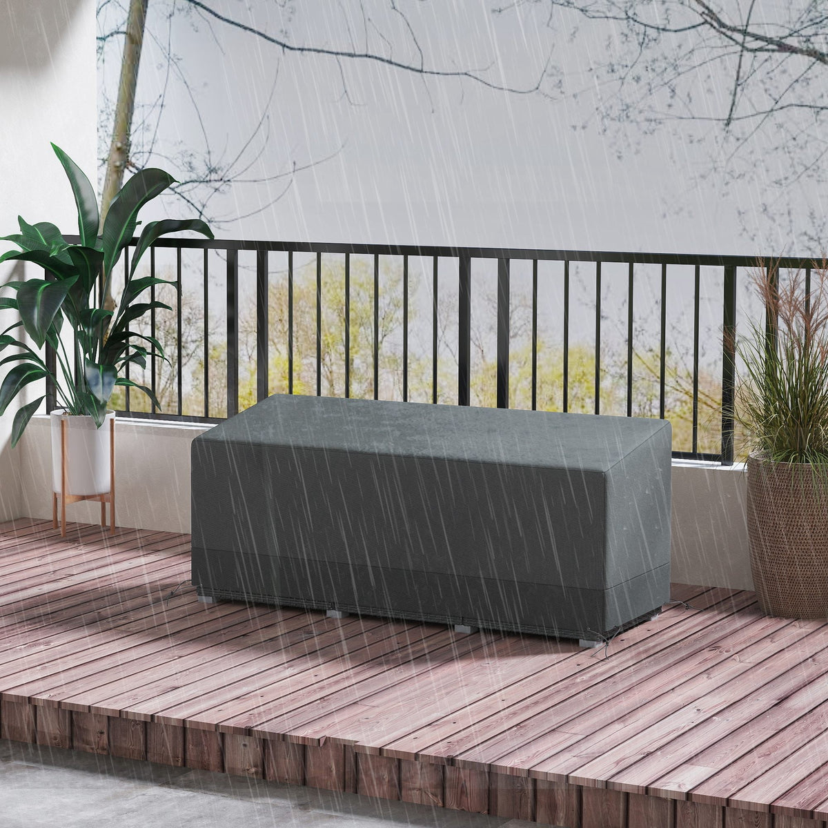 75" x 28.3" x 29.9" Waterproof Patio Sofa Cover, Grey — product view 4