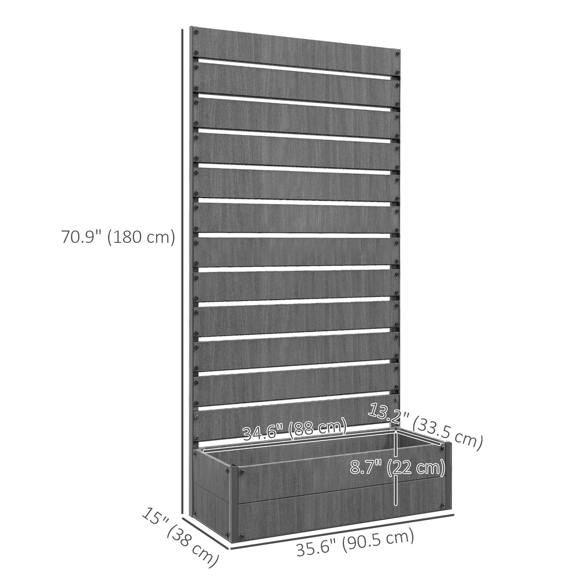 35.6" x 15" x 70.9" Raised Garden Bed with Trellis, Dark Grey — product view 5