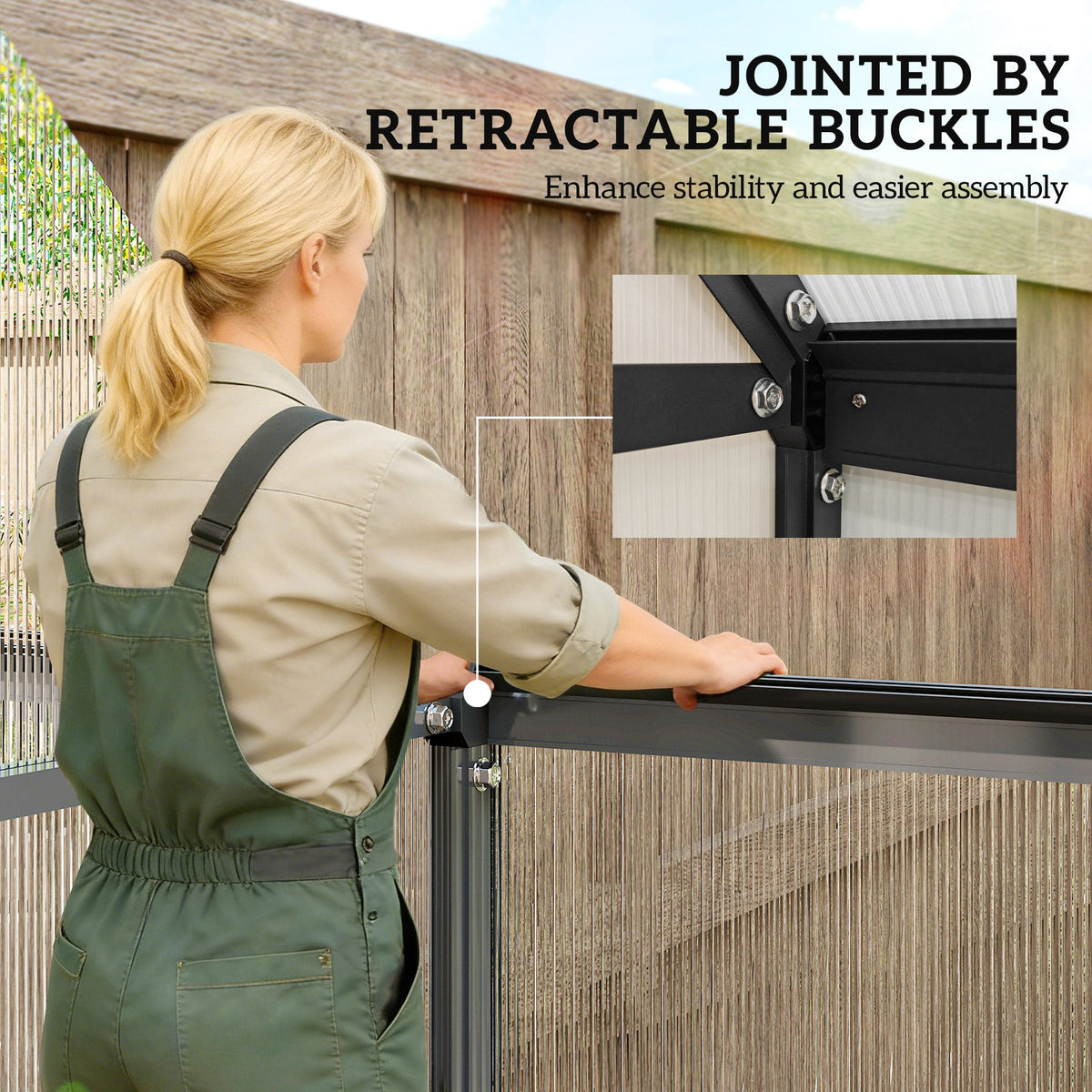 6 x 6.5ft Polycarbonate Greenhouse with Swing Door & Window, Black — product view 6