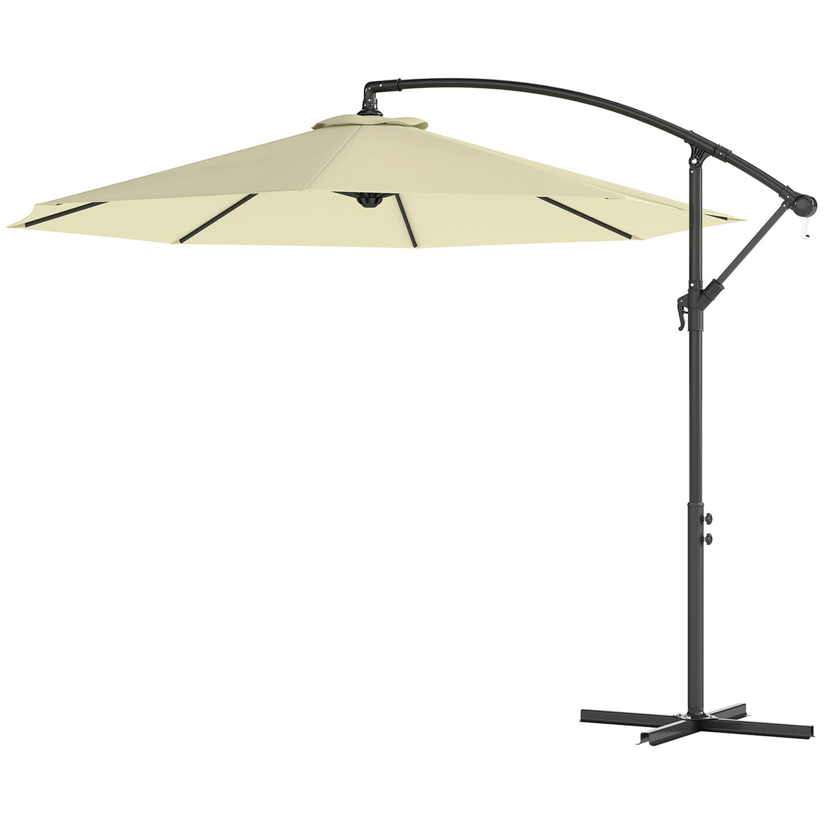10' Deluxe Patio Umbrella with Crank and Cross Base, Beige — product view 2