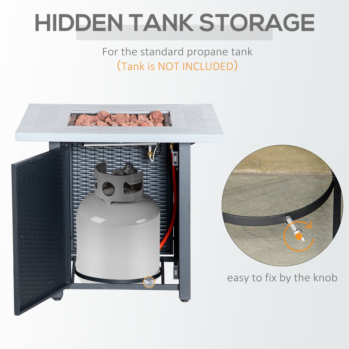 71 x 71 x 62 cm Gas Fire Pit Table, 40000 BTU, Black — product view 7