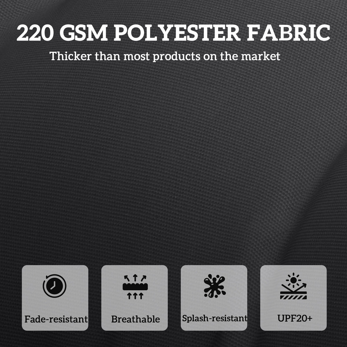 190x56x10cm Sun Lounger Cushions Set of 2 for Loungers, 220gsm UPF20+ Black — product view 6