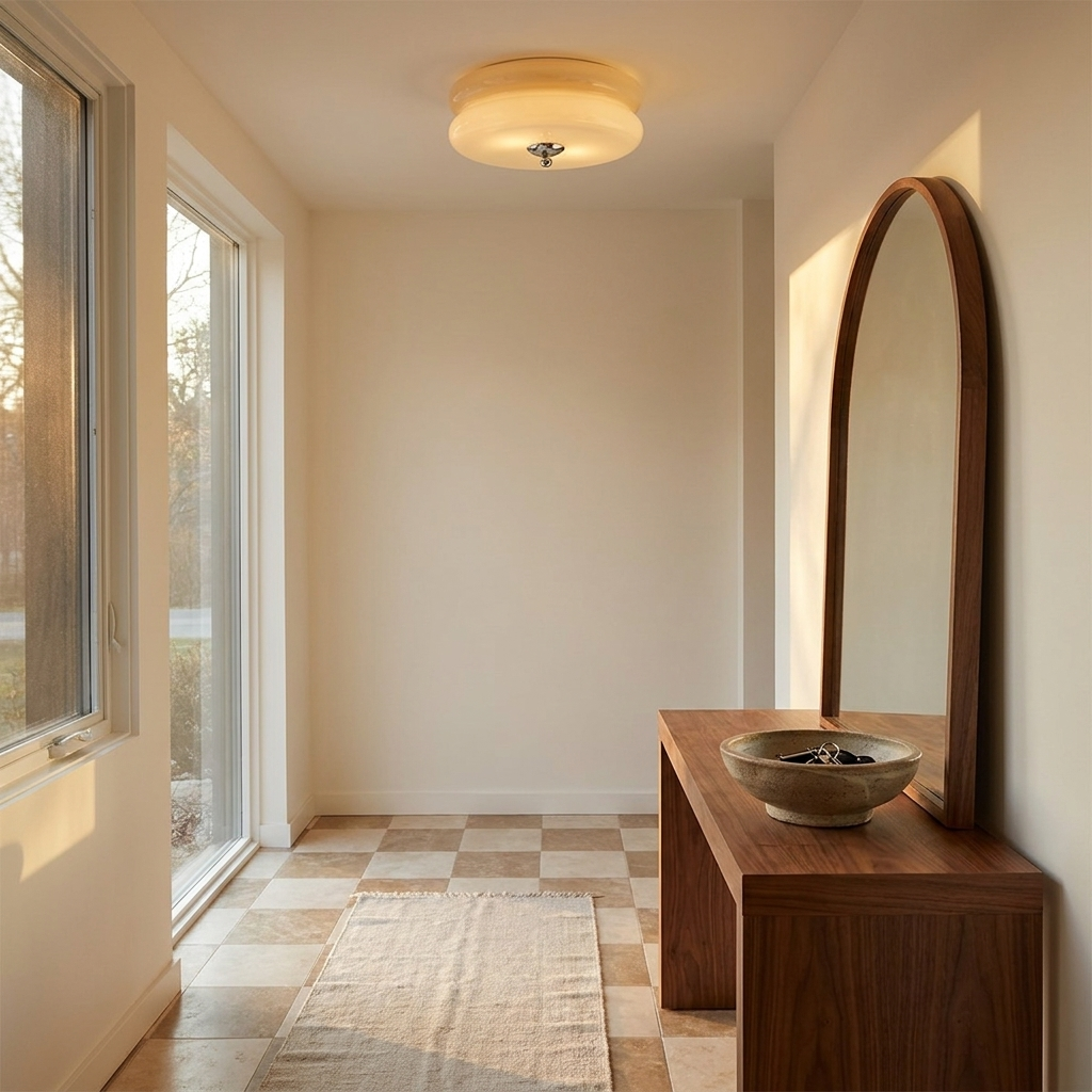 Delano | Art Deco Ribbed Glass Semi Flush Ceiling Light for Entryway and Dining Room — product view 2