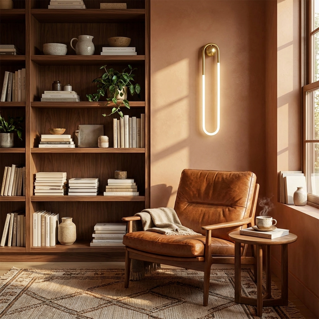 Rovan | Curved Loop Brass Wall Lamp Minimalist Bedside Reading Light — product view 3