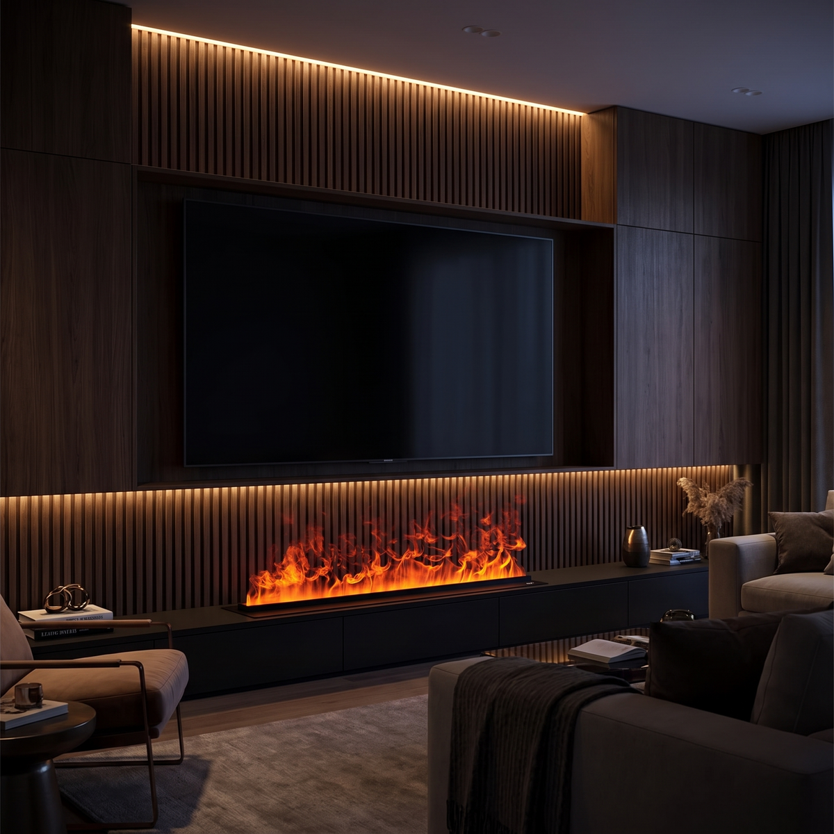 Water Vapor Fireplace Insert for TV Stands & Media Walls, 3D Steam Flame Electric Fireplace with Humidifier Function, Remote Control — product view 1