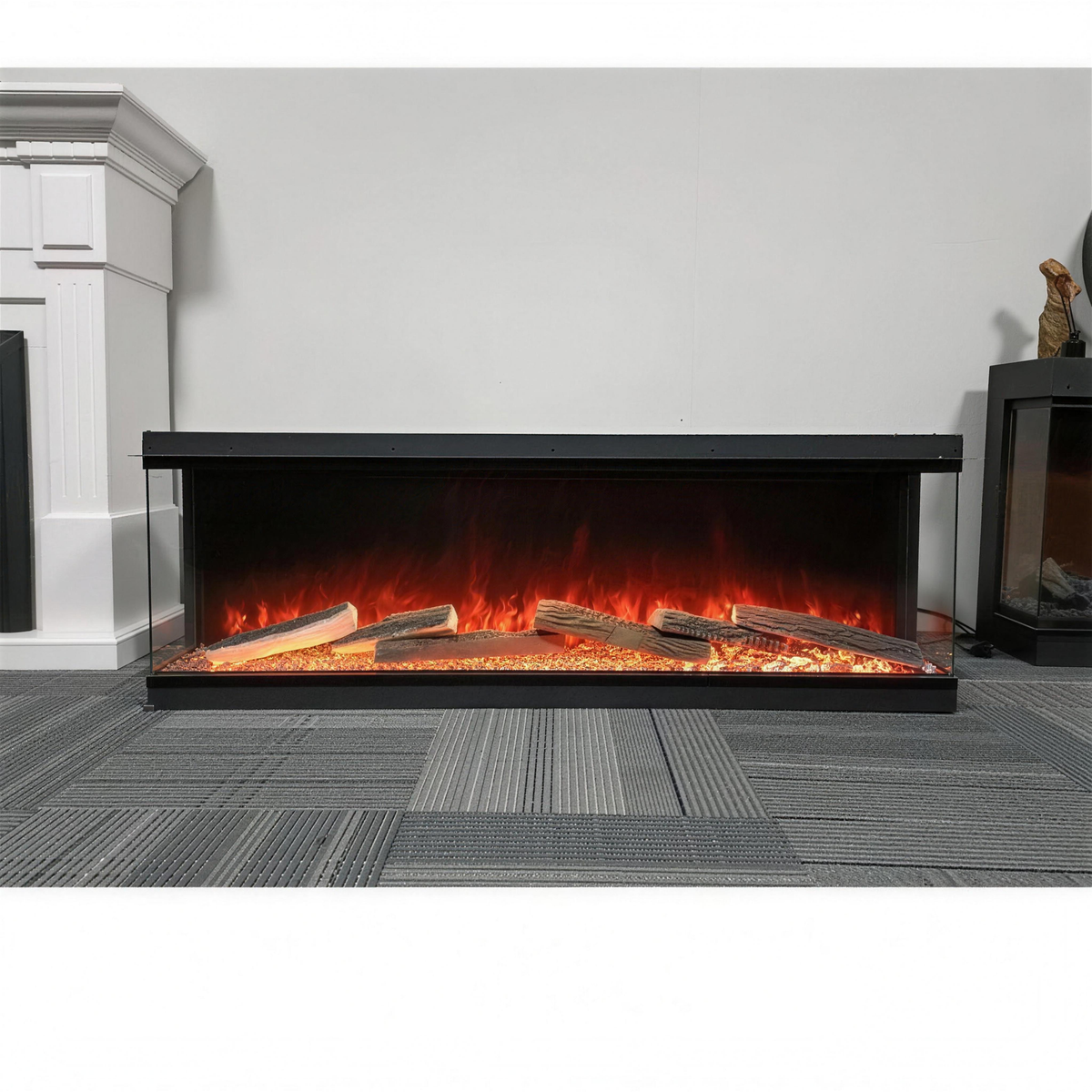 Electric Fireplace Insert, 60 Inch 3-Sided Glass Firebox with 1500W Heat for Rooms up to 400 Sq Ft, Recessed Media Wall Fit, LED Flames — product view 1
