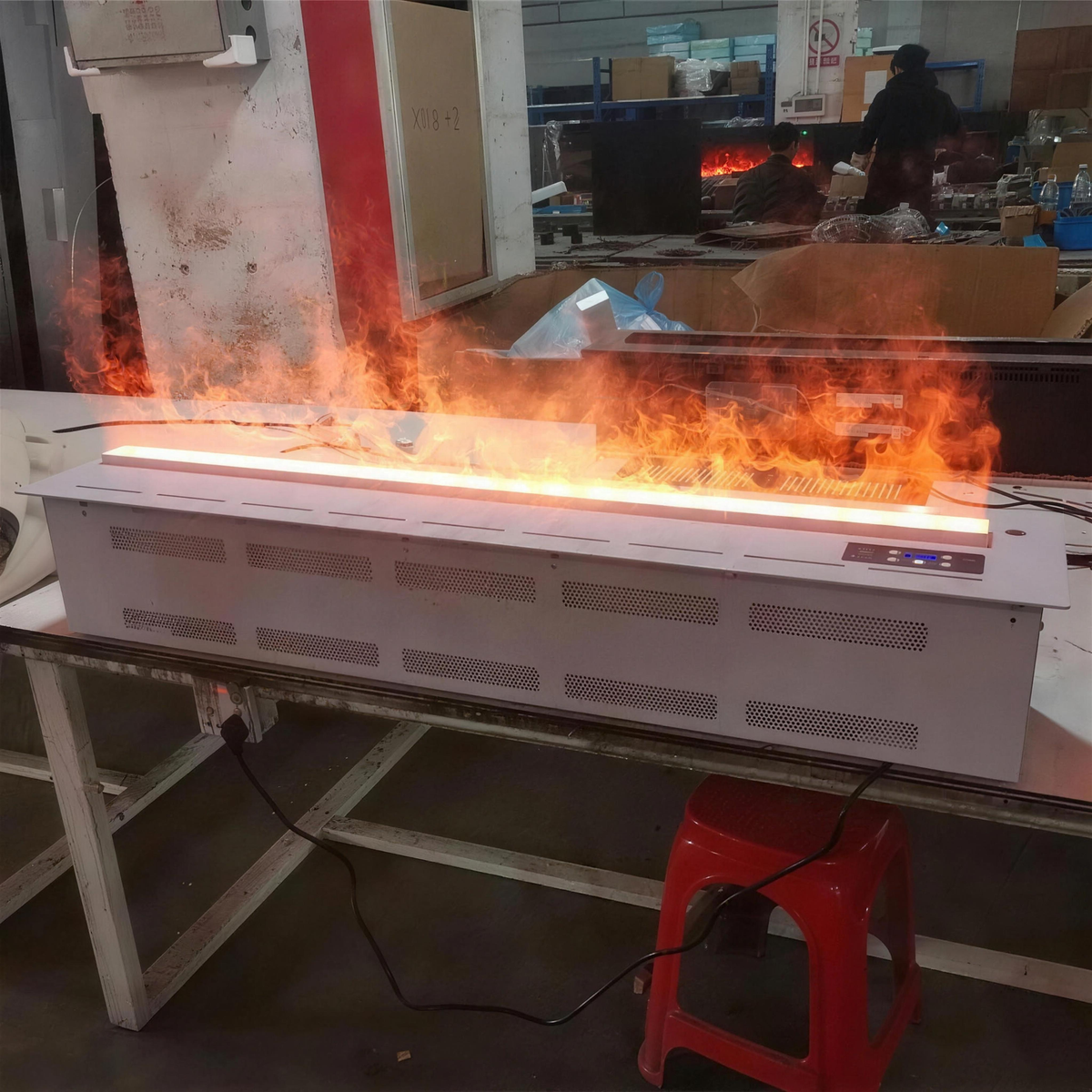 60 Inch Freestanding Electric Fireplace, Modern Steel Body with 3D Water Steam Flame & Remote Control — product view 1