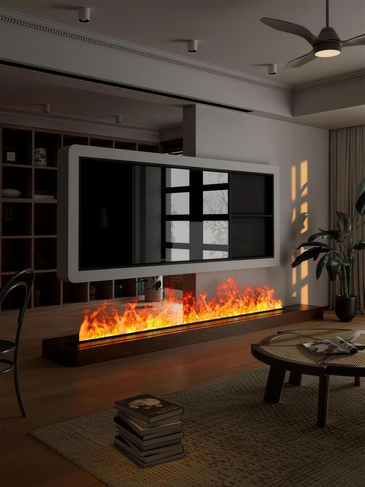 Embedded 3D Steam Electric Fireplace with Realistic Mist Flame Effect, App & Remote Control for Living Room — product view 1