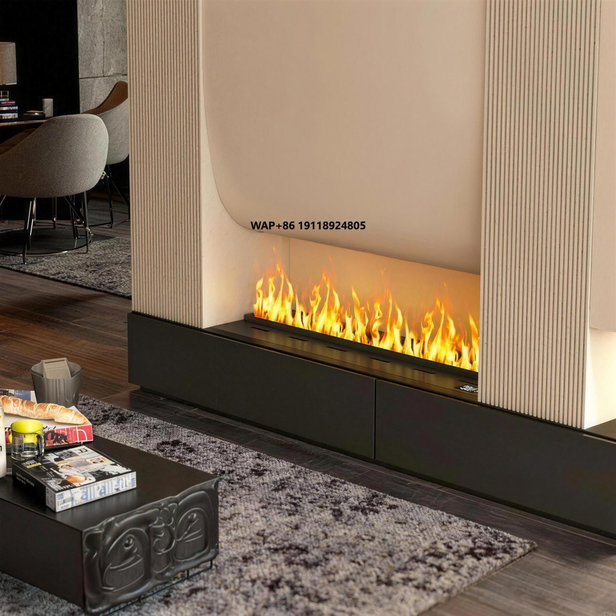 60 Inch Recessed Electric Fireplace Insert, Modern Built-In Firebox with Adjustable LED Flame and Remote Control for Living Rooms — product view 2
