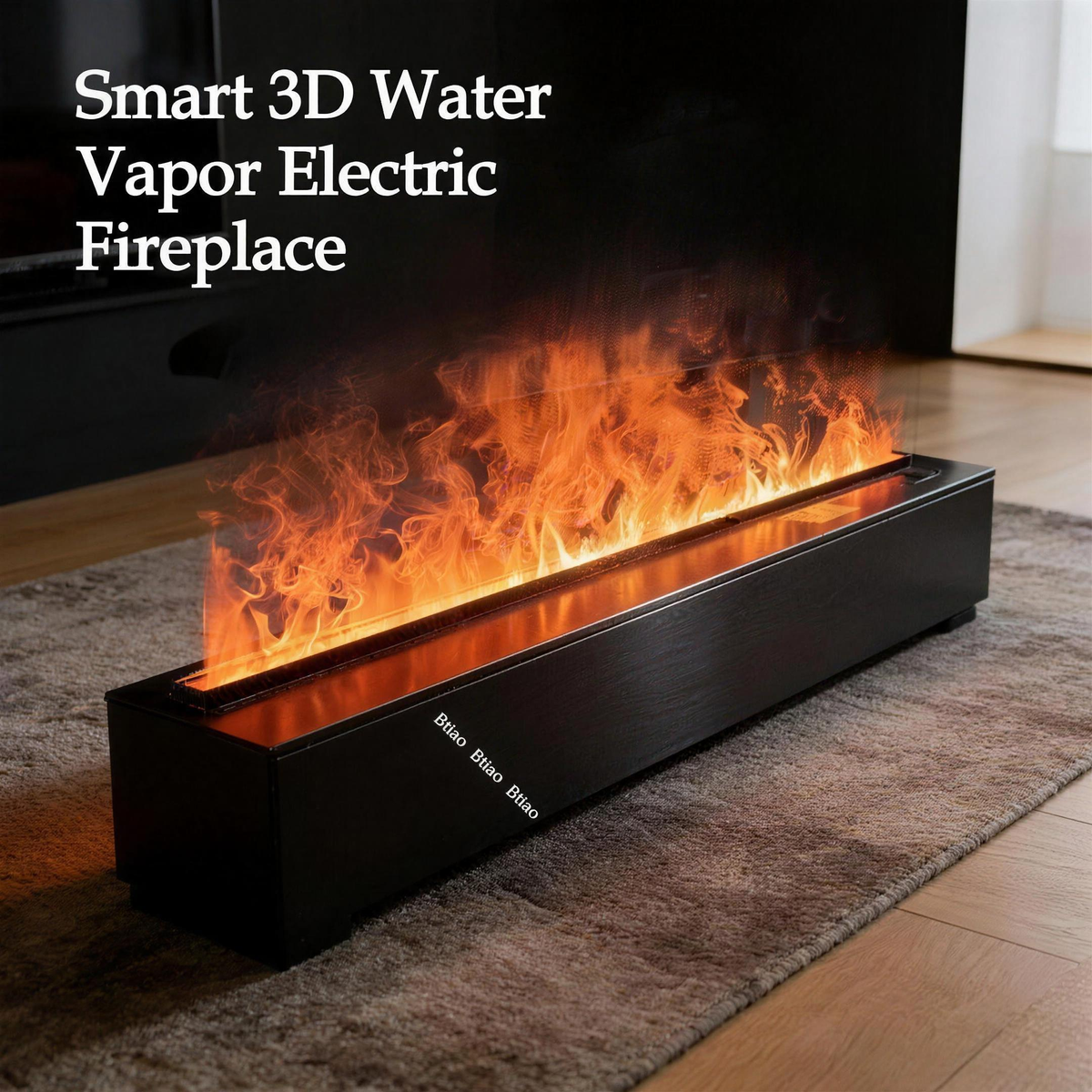 80cm Large Water Vapor Electric Fireplace, Fireplace Console Built-in Steam Fireplace with Crackling Sound & Colorful — product view 2