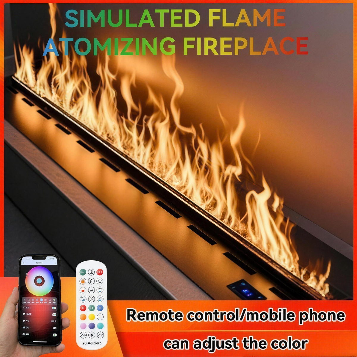 Water Vapor Fireplace Insert with App Control, Recessed 3D Mist Flame Electric Fireplace for Media Walls & Built-Ins — product view 2