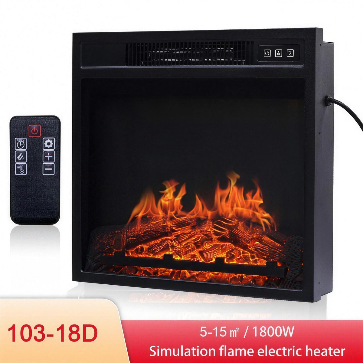 3D Flame Electric Fireplace Core Insert, Simulation Log Flame Firebox for Mantels & Built-Ins — product view 2