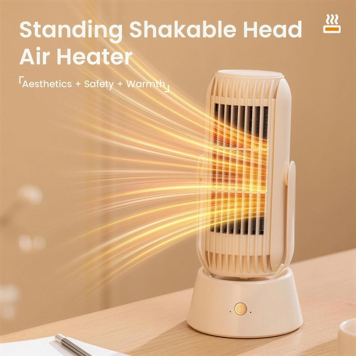 Portable Electric Space Heater, Thermostat, PTC Ceramic Heating, Overheat Protection for Desks, Bedrooms and Home Offices — product view 2