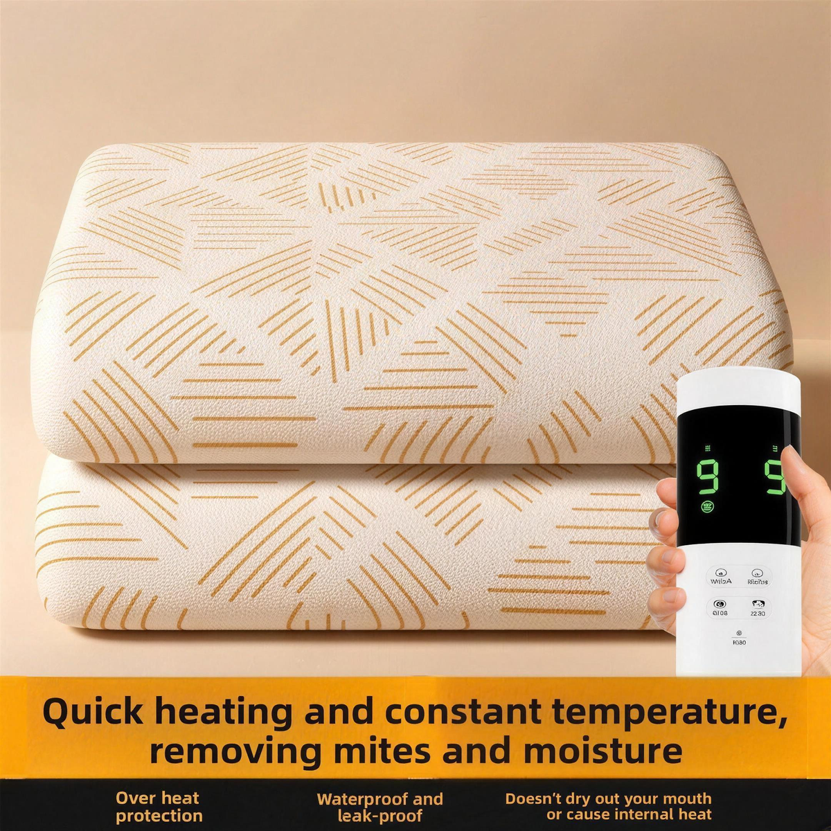 Sherpa Plush Heated Blanket Queen/King, 3 Heat Settings with Auto Shutoff, Fast-Heating Machine Washable Electric Throw — product view 2
