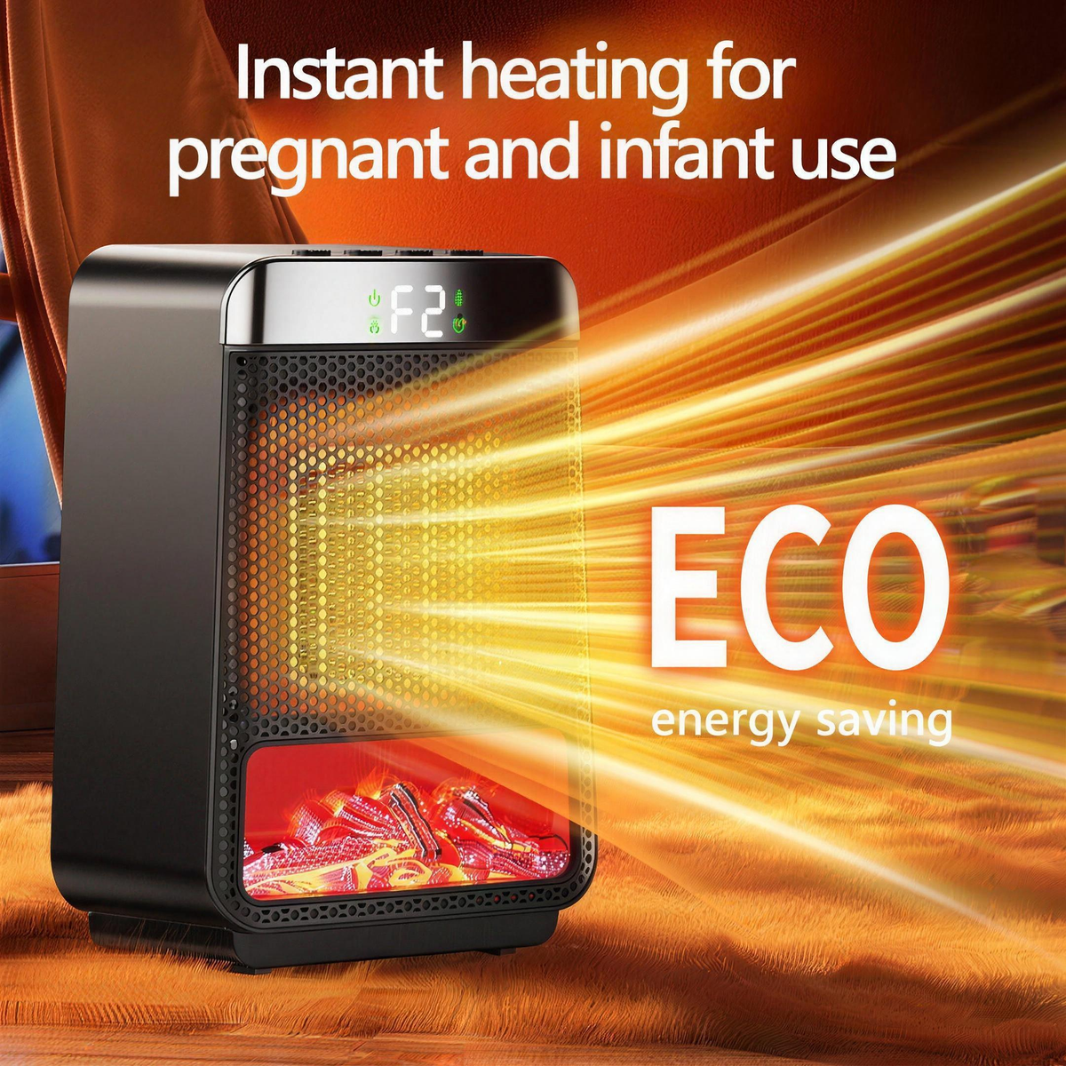 Portable Electric Space Heater, PTC Ceramic Heating, Overheat Protection for Desks, Bedrooms and Home Offices — product view 1