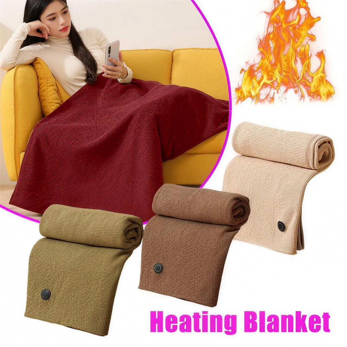Graphene USB Heated Cape Shawl, Wearable Electric Warming Throw for Office & Home, Soft Washable — product view 1