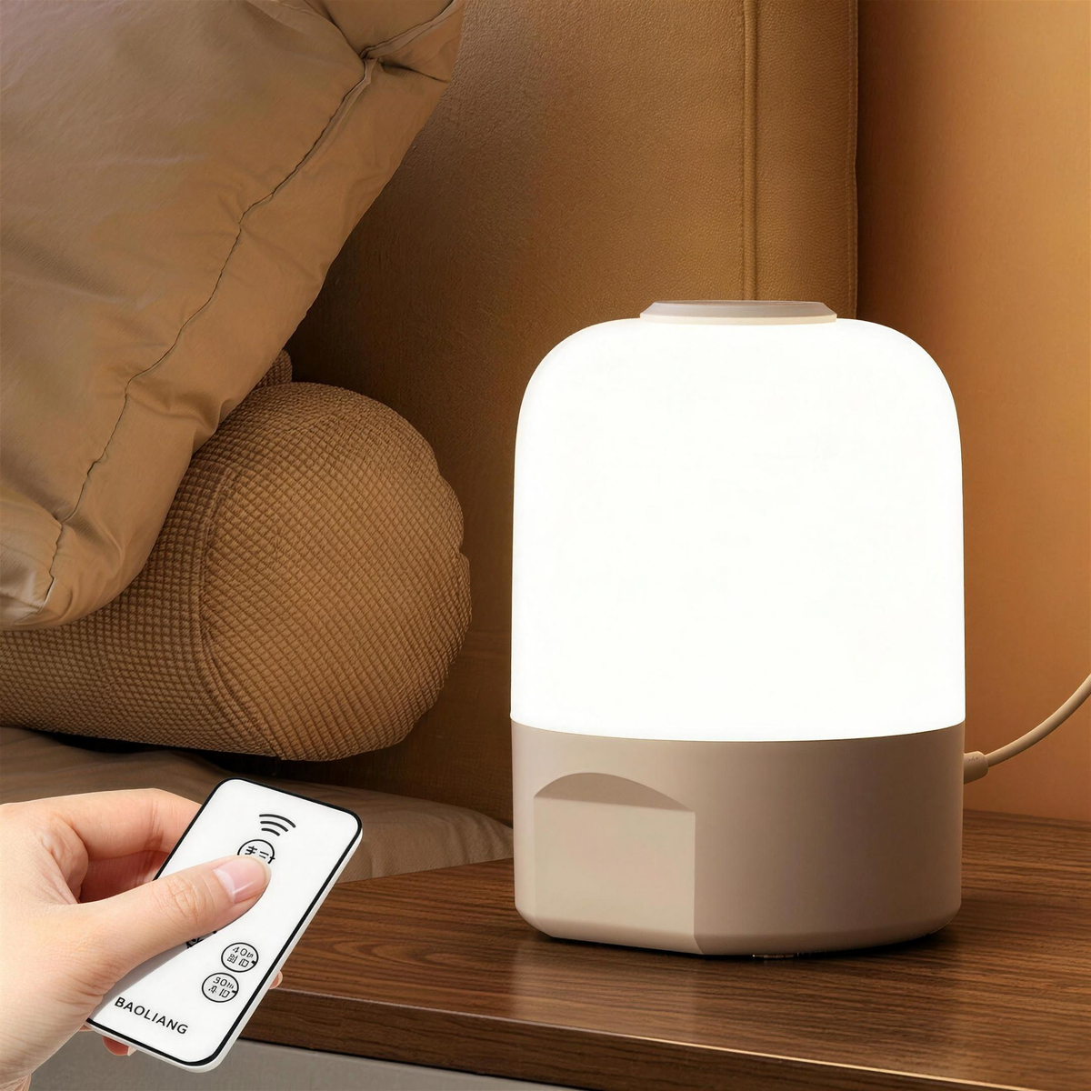 Rechargeable USB LED Night Light with Touch Control & 3 Color Modes, Wireless Soft Glow Bedside Lamp for Baby's Room — product view 2