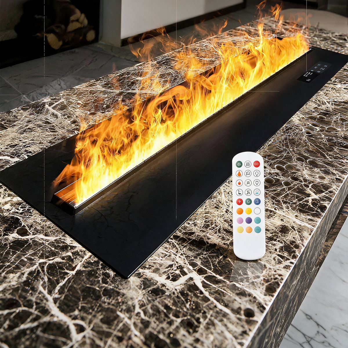 Smart Water Vapor Electric Fireplace with App Control, Wall-Mounted 3D Atomizing LED Flame Fireplace for Living Room — product view 1