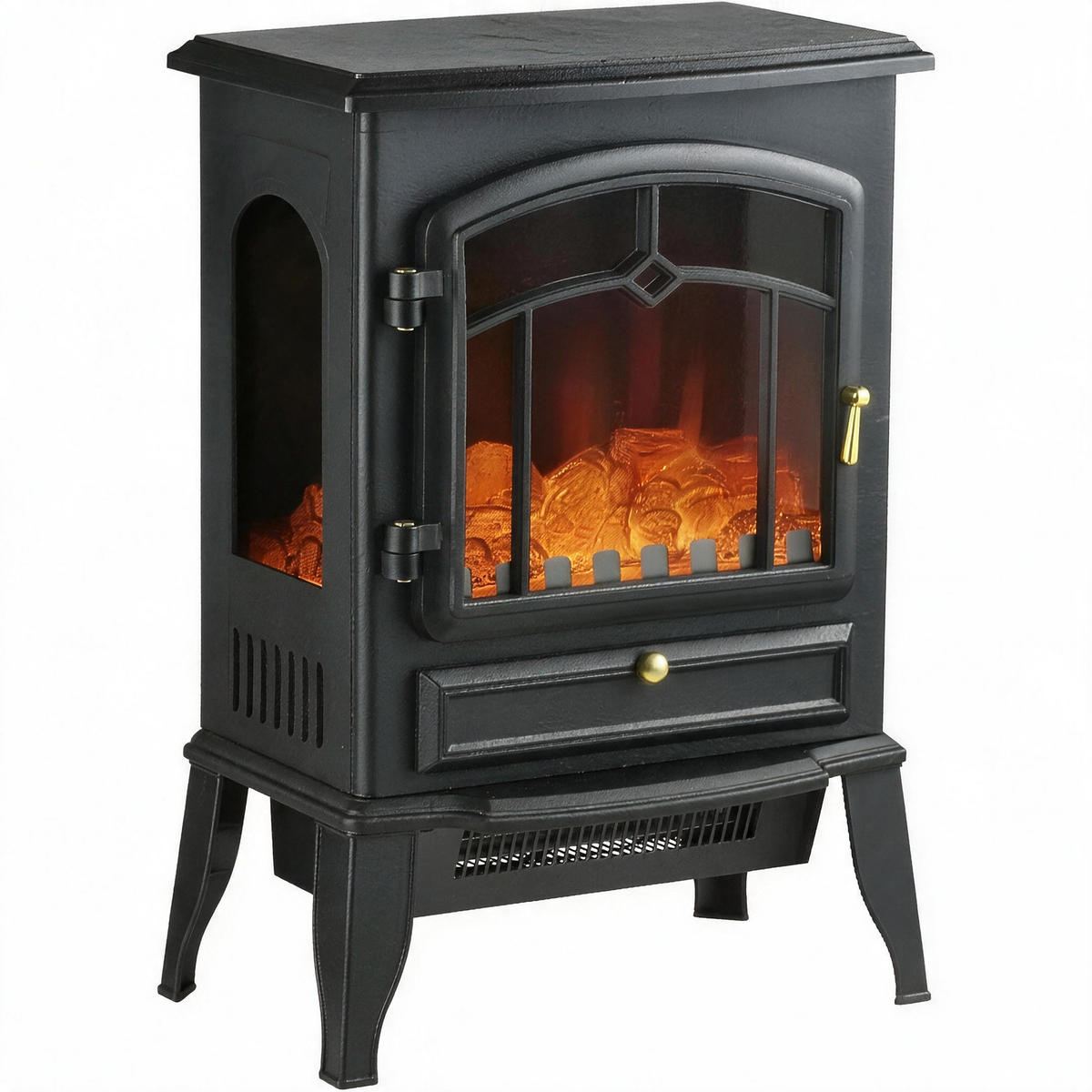 Electric Fireplace Stove, 22" Freestanding Fireplace Heater with 3-Sided Realistic Flame — product view 1