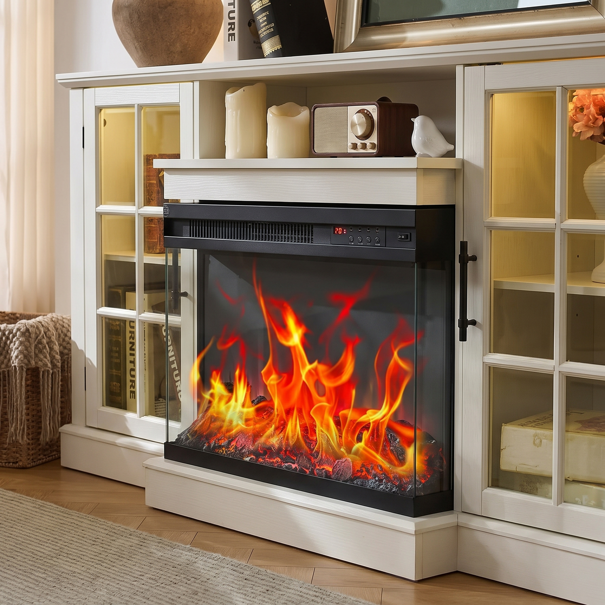 59 Inch Electric Fireplace TV Stand, Modern Media Console Entertainment Center, Storage Cabinets for Living Rooms — product view 4