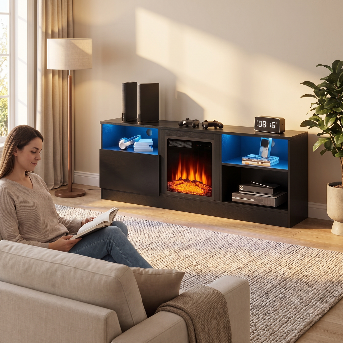 Electric Fireplace TV Stand for TVs up to 65 Inch, 18" Firebox for Living Rooms — product view 5