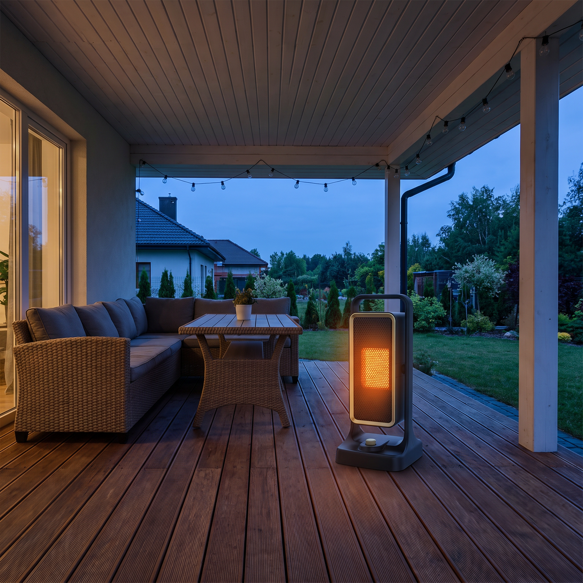 Portable Electric Patio Heater 900W, PTC Ceramic Space Heater with 2 Speeds for Indoor & Outdoor, Office & Balcony — product view 6