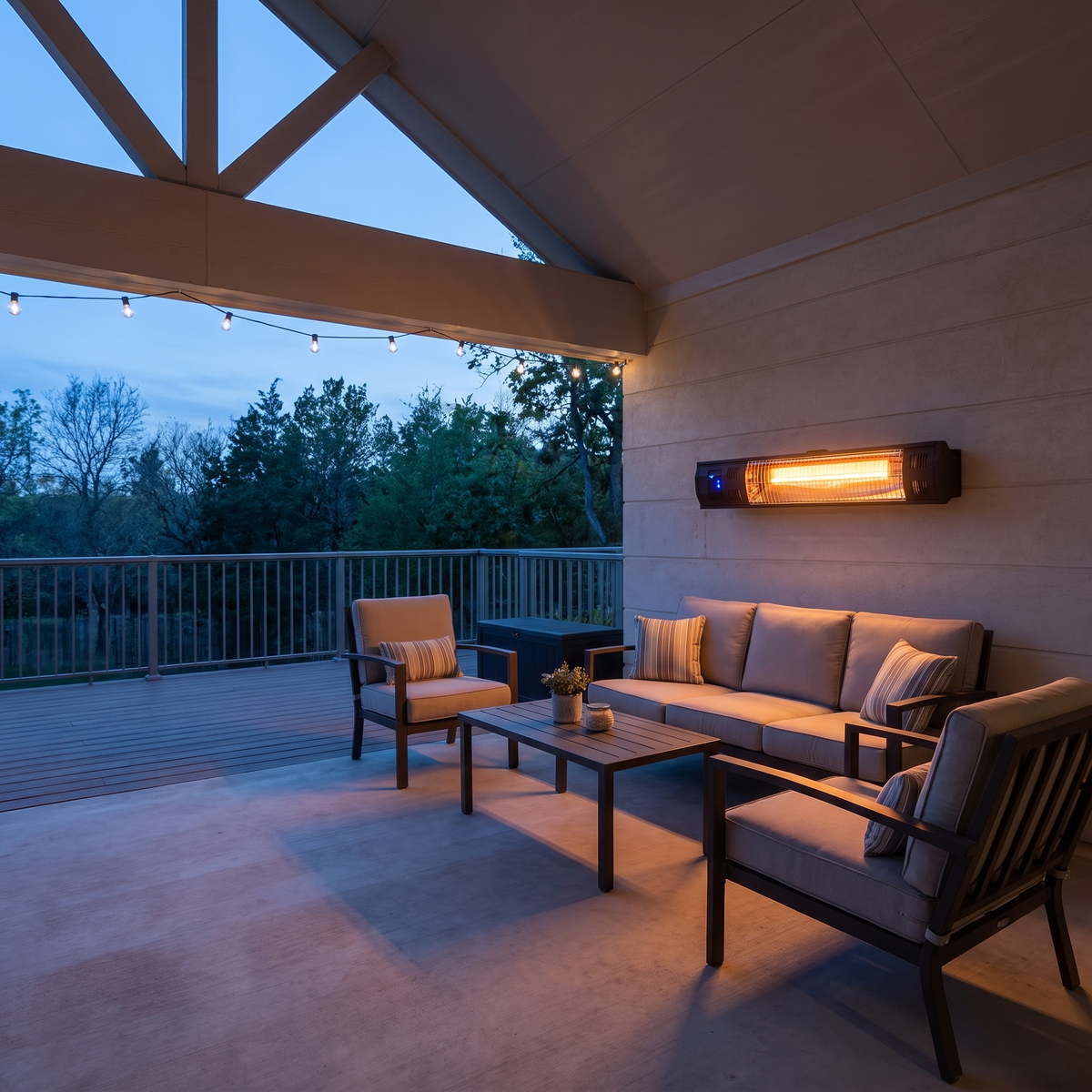 Wall Mounted Quartz Infrared Patio Heater with Remote Control, IP65 Outdoor Electric Radiant Heater — product view 5