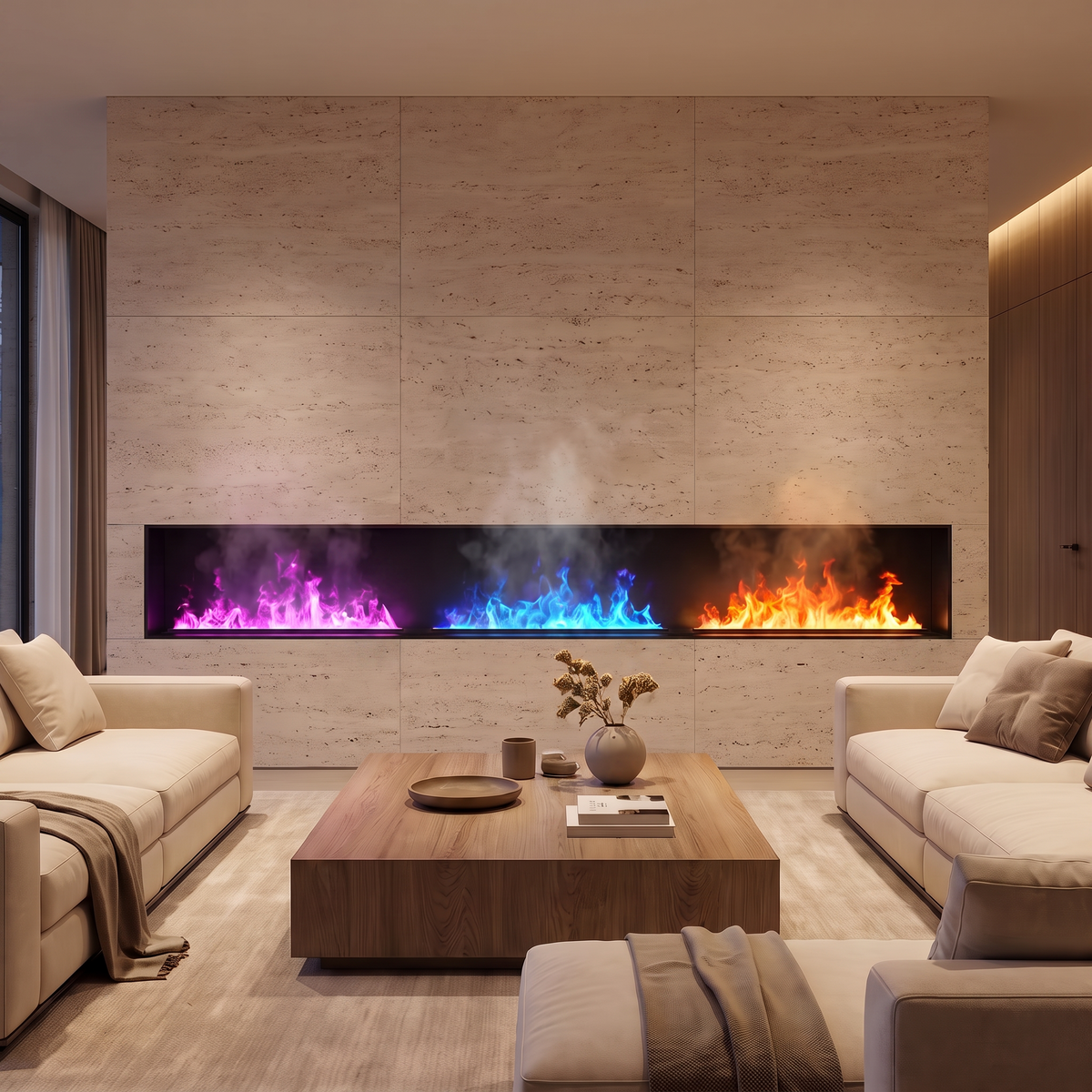 Recessed Water Vapor Electric Fireplace with Remote Control & Timer, 3D Atomized Steam Flame Fireplace — product view 6