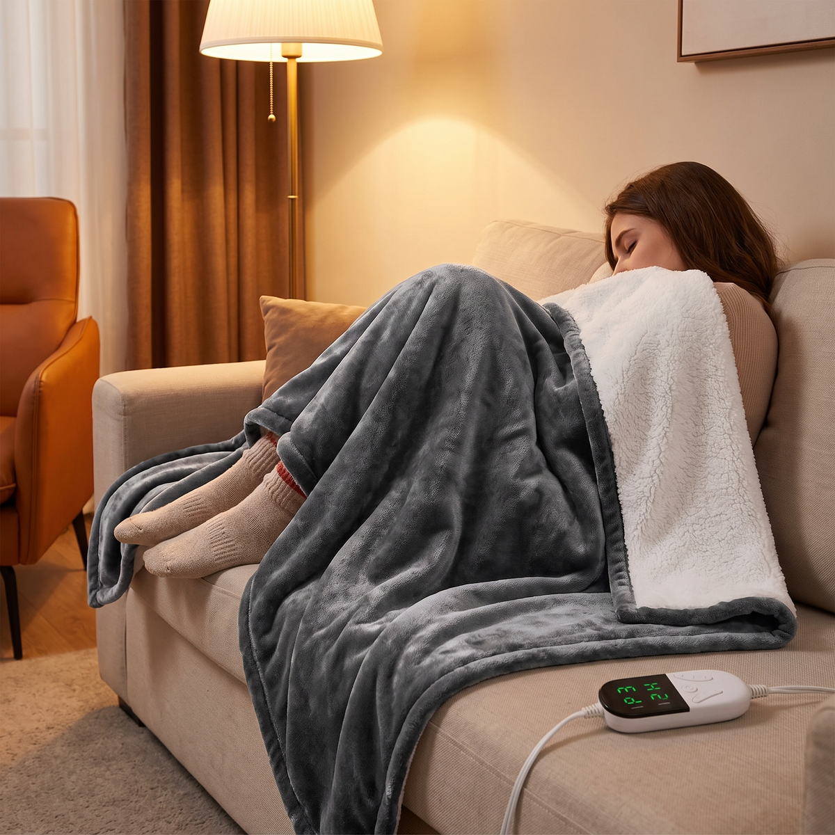 50 x 60 Inch Heated Throw Blanket with 6 Heat Levels & 4-Hour Auto-Off, Cozy Electric Lap Blanket for Couch & Reading Chair — product view 4