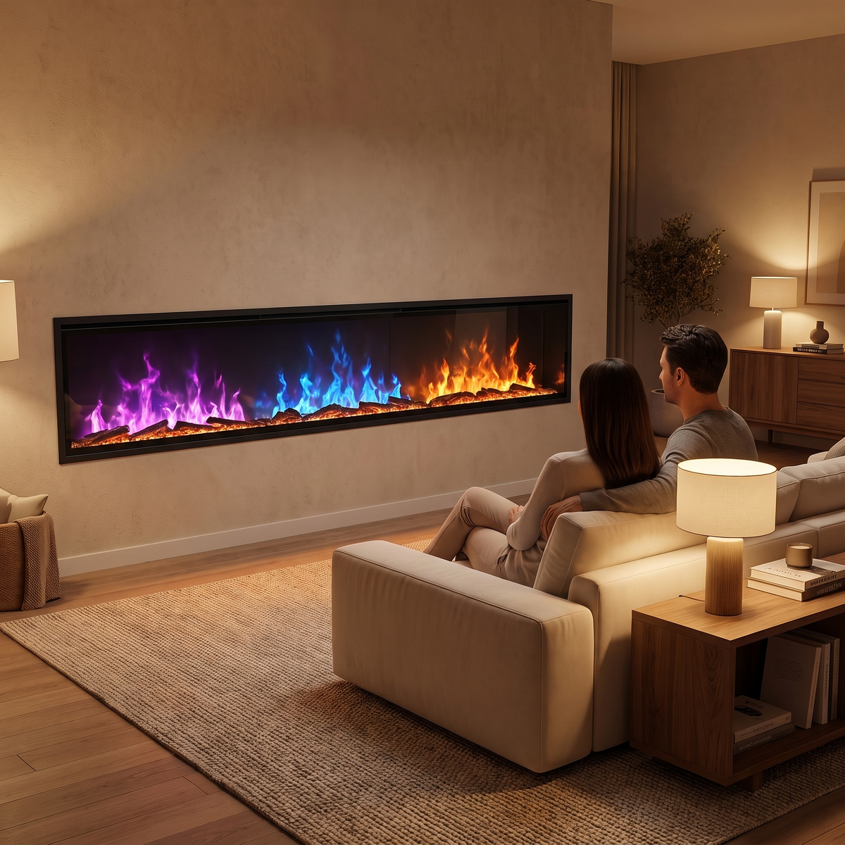 Recessed Water Vapor Electric Fireplace with Remote Control & Timer, 3D Atomized Steam Flame Fireplace — product view 5