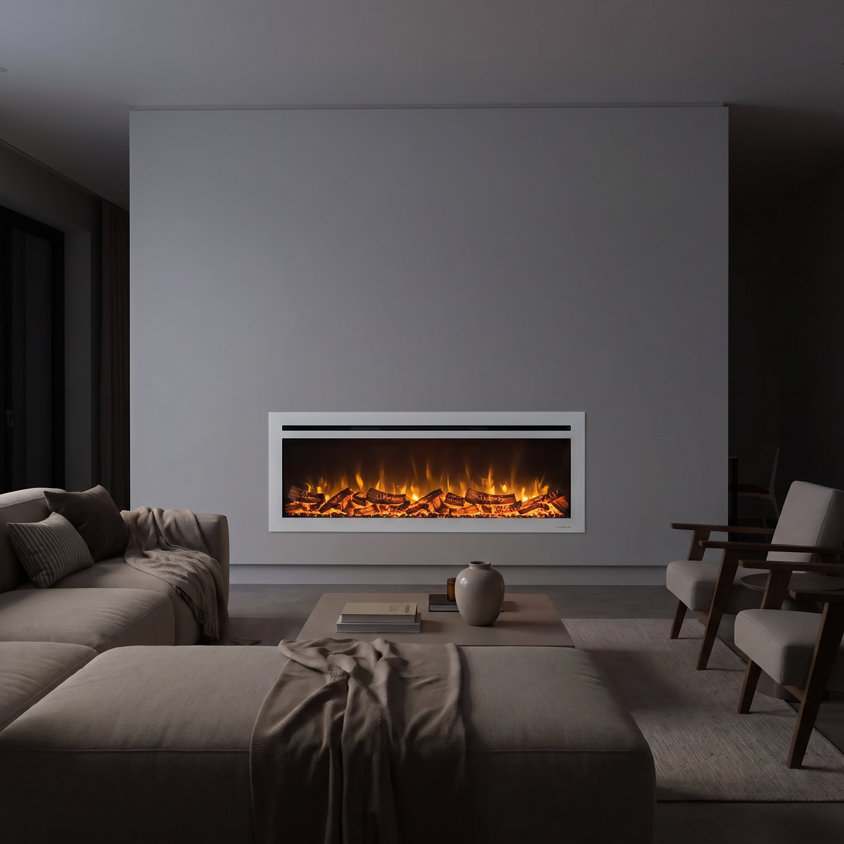 Smart 39-70" Ultra-Thin Recessed Electric Fireplace – Wall-Mounted, 150W, Realistic Flame Home Decor — product view 6