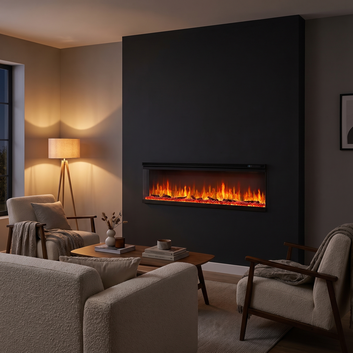 3-Sided Wall Mount Electric Fireplace, Recessed & Built-In Design with WiFi Remote, 1500W Heater — product view 6